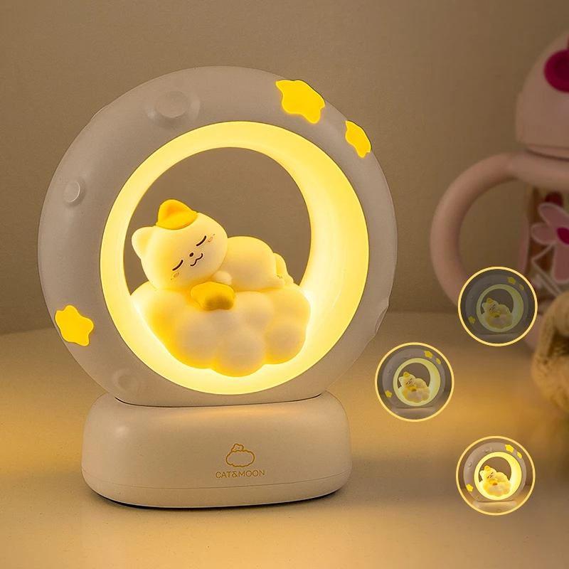 Touch LED Night Light Lamps Children Bedroom Cute Cat Dragon Rabbit Gift Box