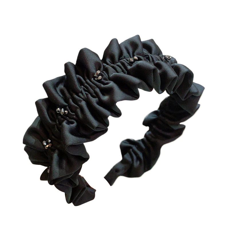 High Skull Top Pleated Headband Female Retro High-End Outing Pressure Hair Wash Face Headband Fashionable All-Match