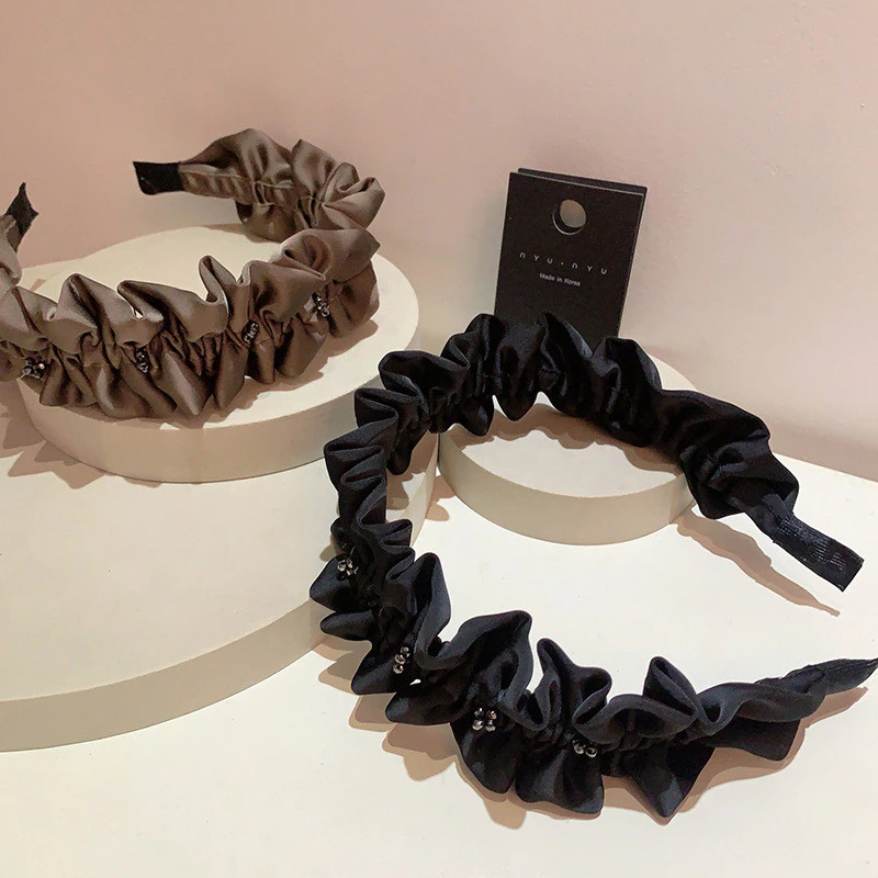 High Skull Top Pleated Headband Female Retro High-End Outing Pressure Hair Wash Face Headband Fashionable All-Match