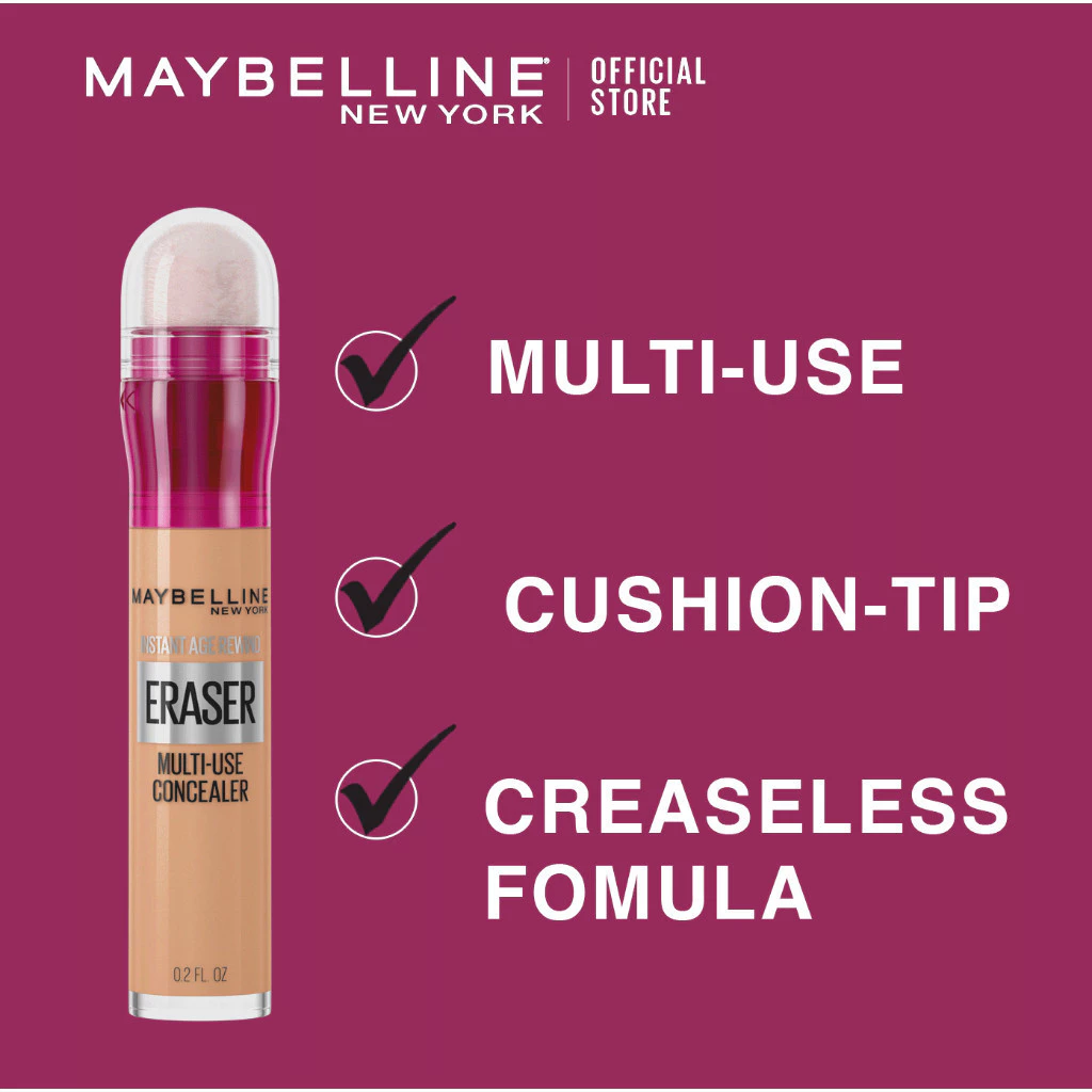 Maybelline Instant Age Rewind Concealer – Full Coverage, Erases Dark Circles, Puffy Eyes & Fine Lines, Lightweight