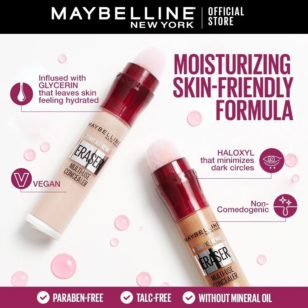 Maybelline Instant Age Rewind Concealer – Full Coverage, Erases Dark Circles, Puffy Eyes & Fine Lines, Lightweight