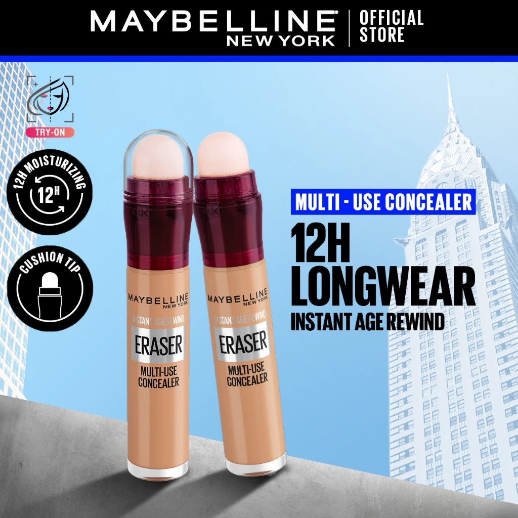 Maybelline Instant Age Rewind Concealer – Full Coverage, Erases Dark Circles, Puffy Eyes & Fine Lines, Lightweight