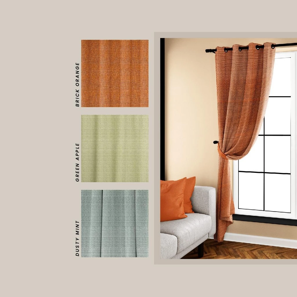 Kamdar Ring Type Slub Curtains Eyelet Langsir Grommet For Sliding Door Shading Window Panels Bedroom Bathroom Living Room Soft Textiles