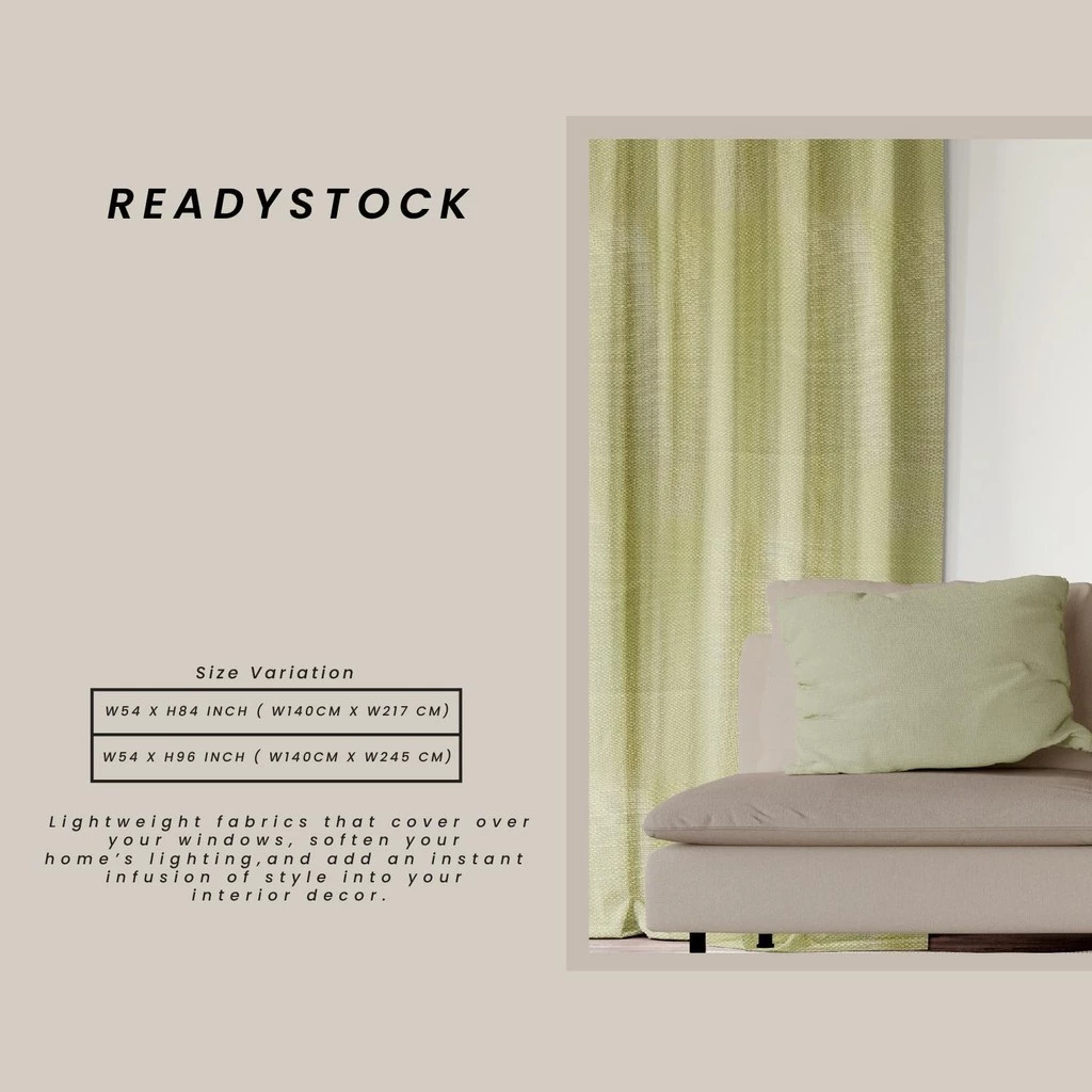 Kamdar Ring Type Slub Curtains Eyelet Langsir Grommet For Sliding Door Shading Window Panels Bedroom Bathroom Living Room Soft Textiles