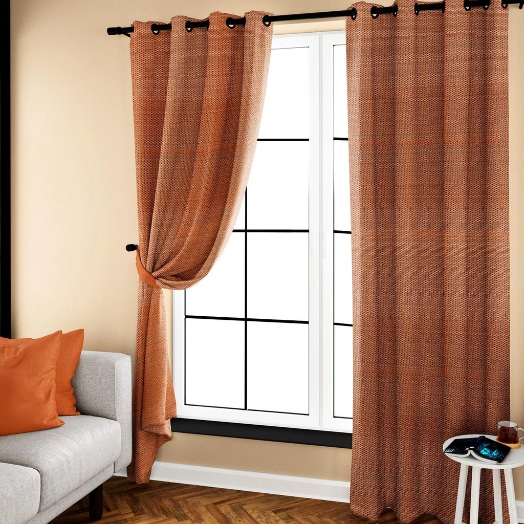 Kamdar Ring Type Slub Curtains Eyelet Langsir Grommet For Sliding Door Shading Window Panels Bedroom Bathroom Living Room Soft Textiles