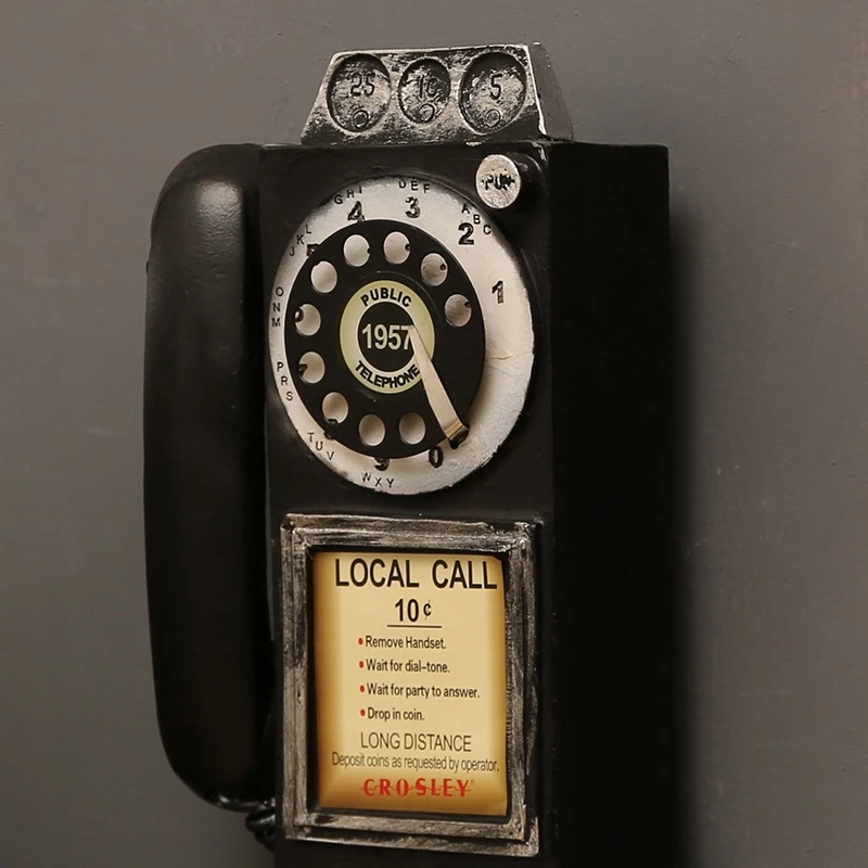 Vintage Resin Telephone Decoration Wall Creative Cafe Pendant Desktop Craft