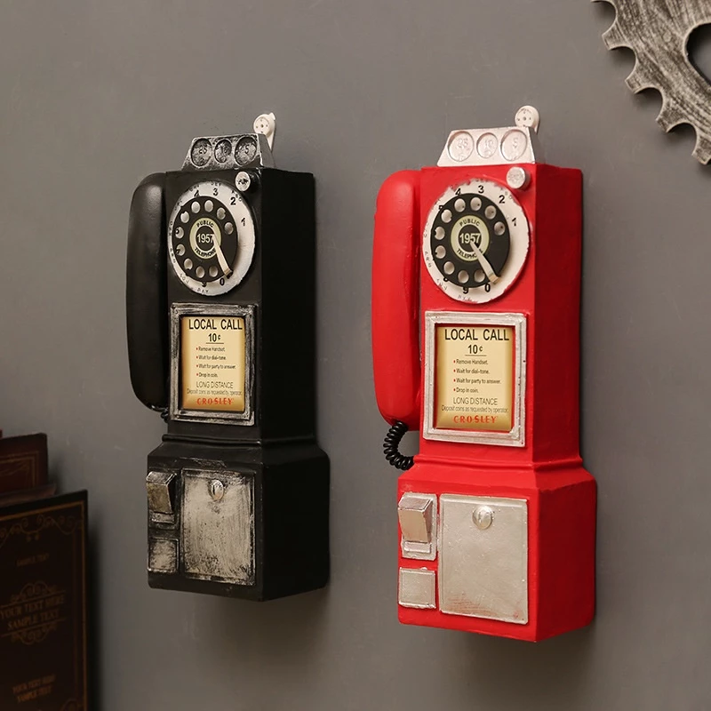 Vintage Resin Telephone Decoration Wall Creative Cafe Pendant Desktop Craft