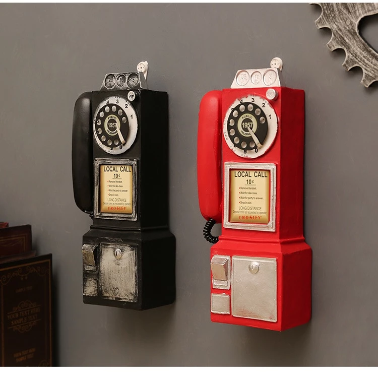 Vintage Resin Telephone Decoration Wall Creative Cafe Pendant Desktop Craft