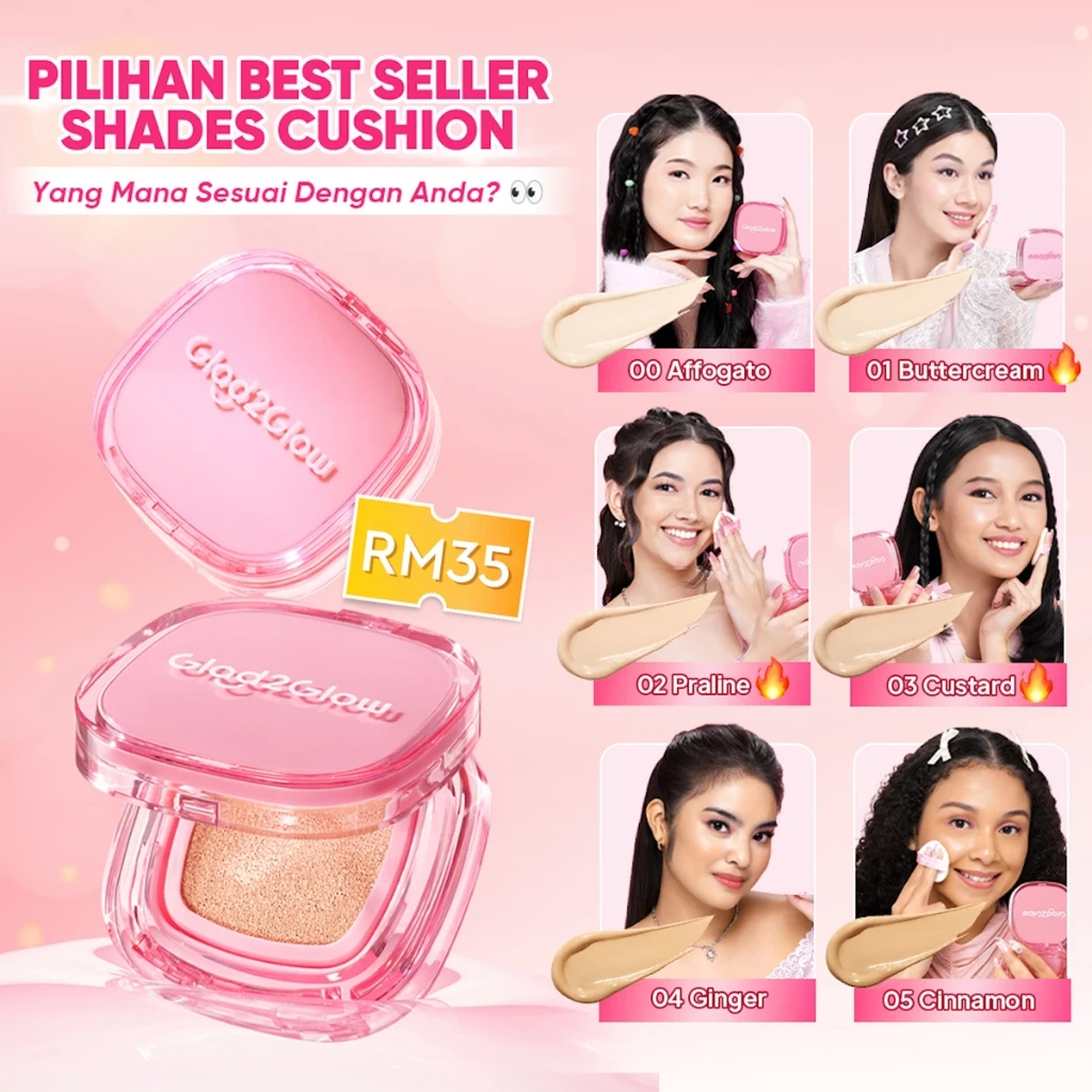 【SALE! 】Glad2Glow Perfect Cover Cushion Foundation+Refill Concealer Full Coverage Oil Control Makeup Long-Lasting