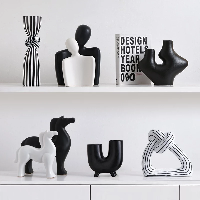 Living Room Decorations Ornaments Modern Abstract Stripes Art Ornaments Niche Model Room Home Wine Cabinets Dining Side Cabine