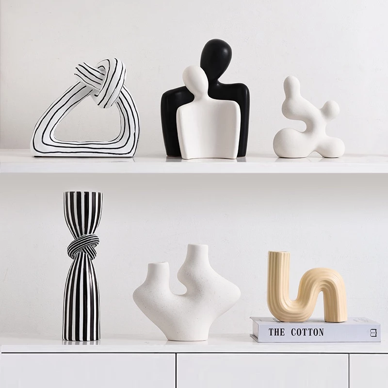 Living Room Decorations Ornaments Modern Abstract Stripes Art Ornaments Niche Model Room Home Wine Cabinets Dining Side Cabine