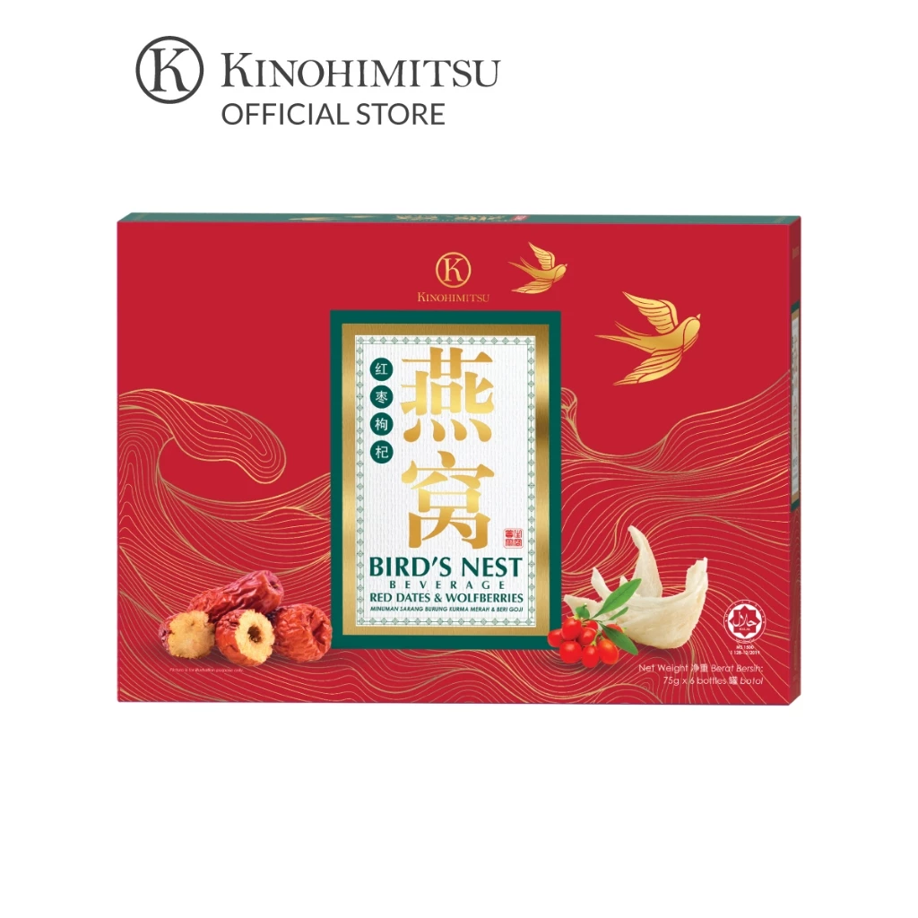(BELI 4 PERCUMA 1) Kinohimitsu Bird's Nest with Red Dates & Wolfberries (6s) Tiada Gula Tambahan
