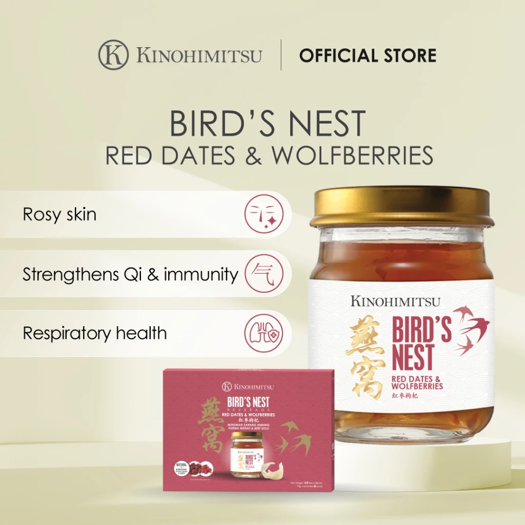 (BELI 4 PERCUMA 1) Kinohimitsu Bird's Nest with Red Dates & Wolfberries (6s) Tiada Gula Tambahan