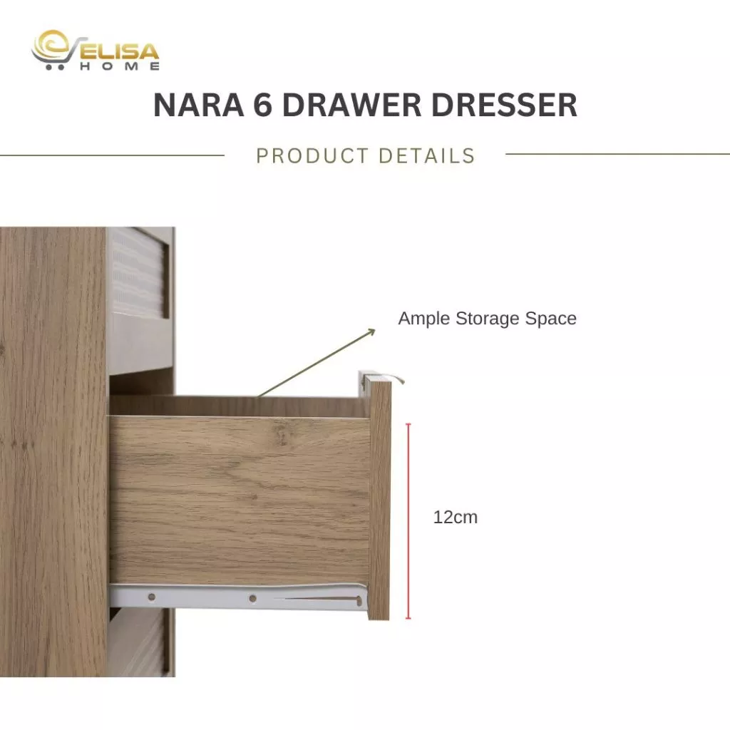 ELISA HOME Nara 6 Chest Drawer Cabinet Storage / Almari Laci Baju