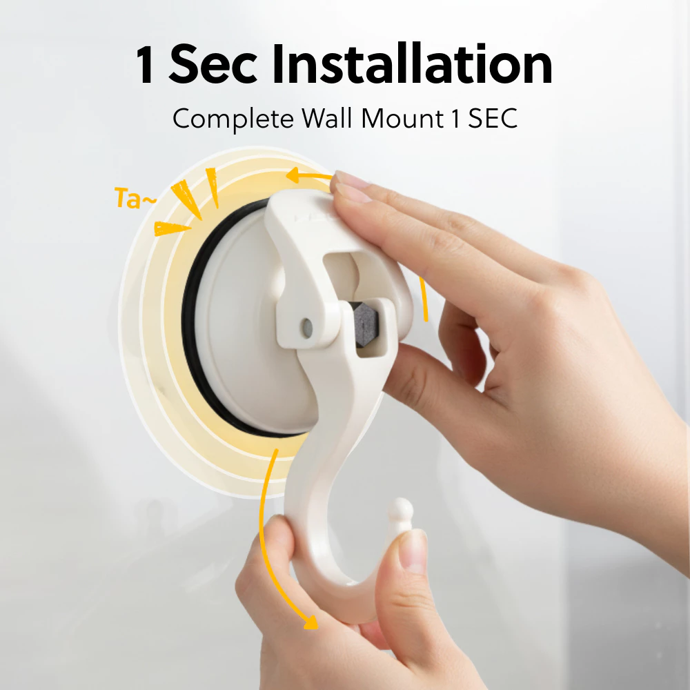 FECA D29 No Drill Vacuum Suction Hook – Strong Wall Hook for Bathroom & Kitchen (3kg Load)