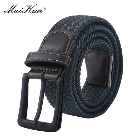 MaiKun Canvas Men Belts Fashion Elastic Metal Pin Buckle Military Tactical Strap for Pants Jeans Belt for Men