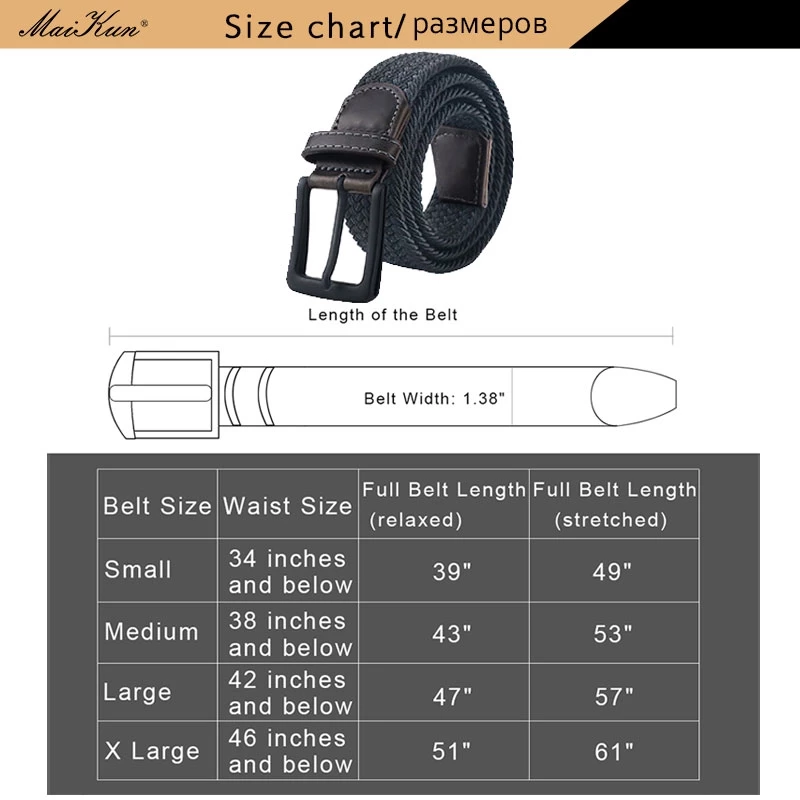 MaiKun Canvas Men Belts Fashion Elastic Metal Pin Buckle Military Tactical Strap for Pants Jeans Belt for Men