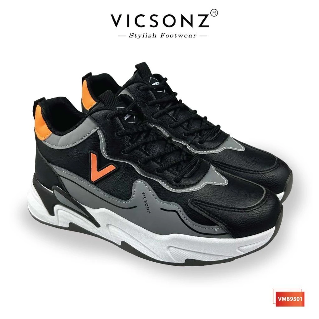 Vicsonz Men's Shoe VM89501/VM89502 Black/White - Kasut Lelaki Kasual Sneakers Ringan Selesa