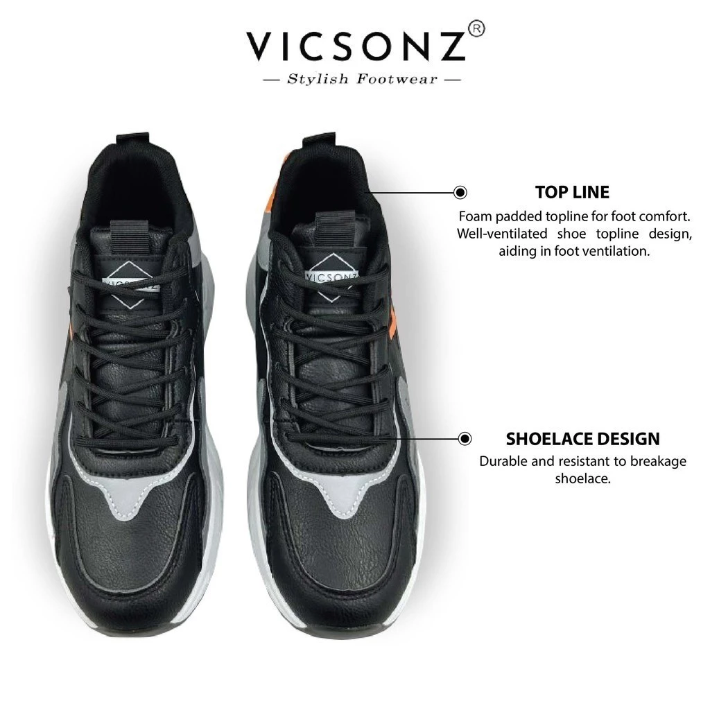 Vicsonz Men's Shoe VM89501/VM89502 Black/White - Kasut Lelaki Kasual Sneakers Ringan Selesa