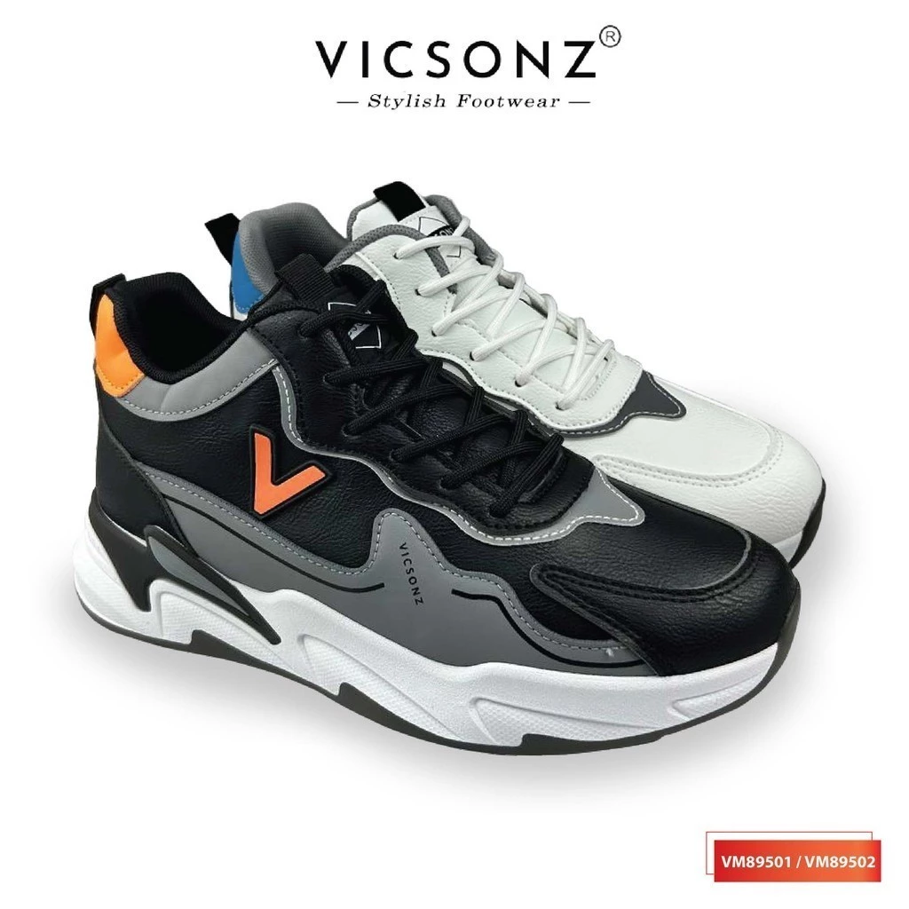 Vicsonz Men's Shoe VM89501/VM89502 Black/White - Kasut Lelaki Kasual Sneakers Ringan Selesa