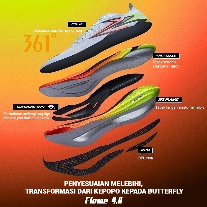 361 Degrees Flame 4.0 Men Women Professional Marathon Racing Running Shoes Breathable Rebound 672512205
