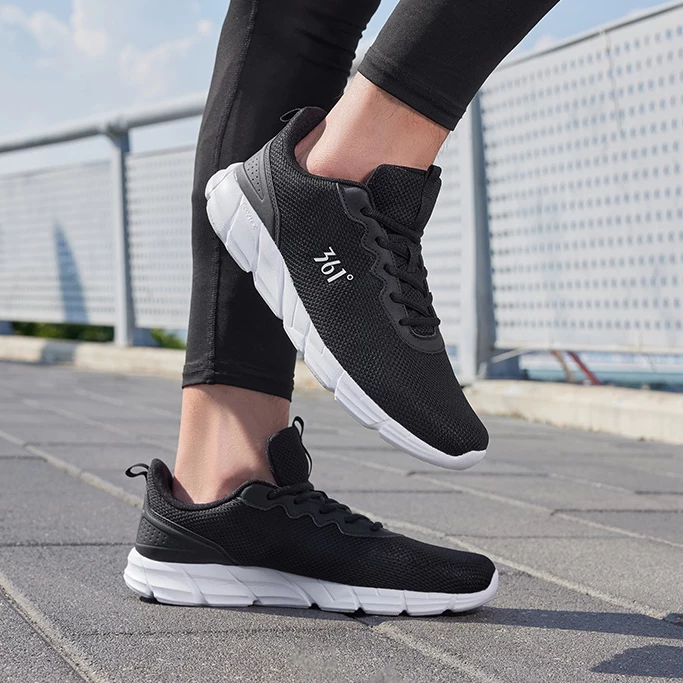 361 Degrees BASIC Men Running Sports Shoes Mesh Breathable Casual Shock Absorption Cushioning Non-Slip Routine Sneakers Male