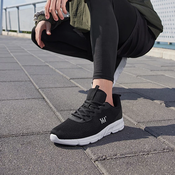 361 Degrees BASIC Men Running Sports Shoes Mesh Breathable Casual Shock Absorption Cushioning Non-Slip Routine Sneakers Male