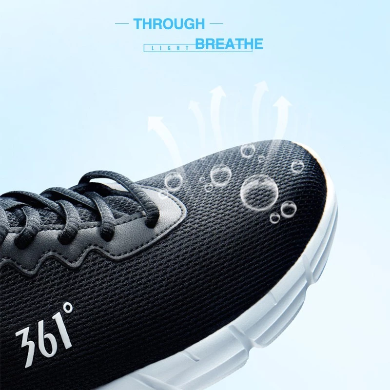 361 Degrees BASIC Men Running Sports Shoes Mesh Breathable Casual Shock Absorption Cushioning Non-Slip Routine Sneakers Male