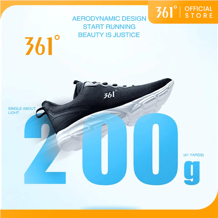 361 Degrees BASIC Men Running Sports Shoes Mesh Breathable Casual Shock Absorption Cushioning Non-Slip Routine Sneakers Male