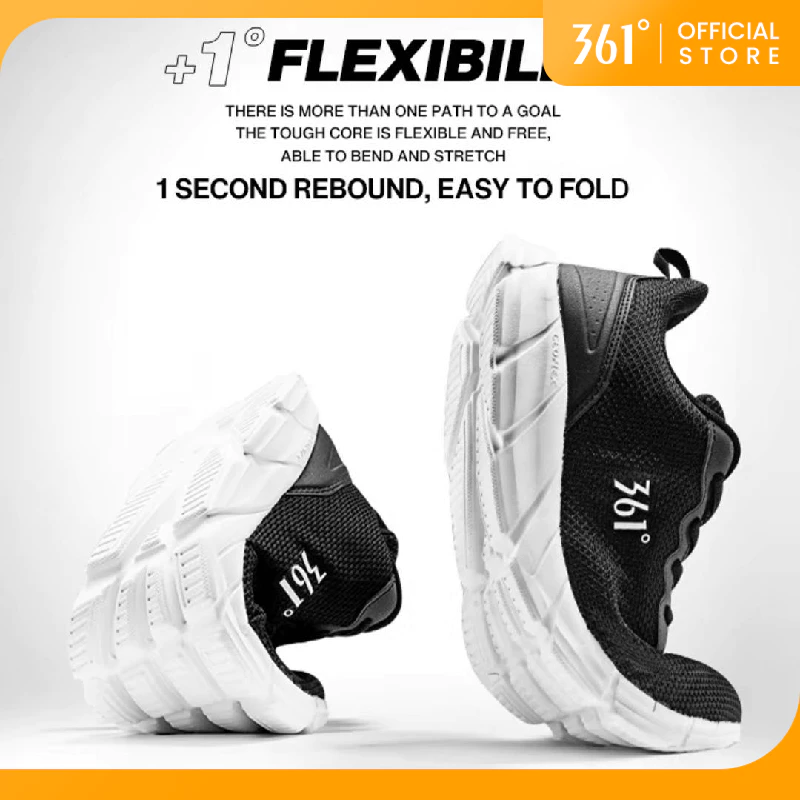 361 Degrees BASIC Men Running Sports Shoes Mesh Breathable Casual Shock Absorption Cushioning Non-Slip Routine Sneakers Male
