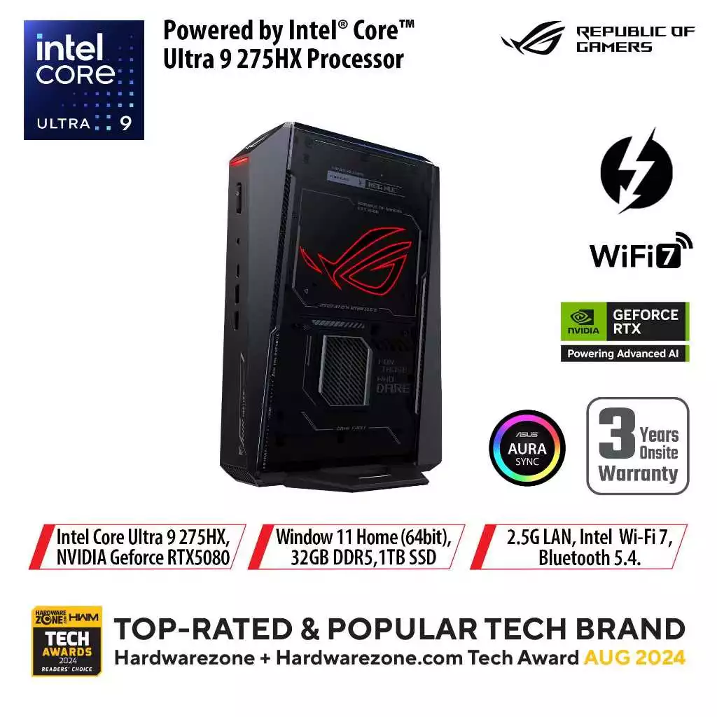 ASUS ROG NUC 2025 Gaming Desktop Intel Core Ultra 9 275HX NVIDIA RTX 5080 GPU, 32GB DDR5-6400 RAM RNUC15JNK9X289A3