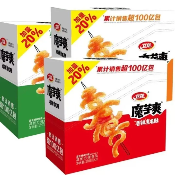 【加量20% 15g+3g】卫龙魔芋爽素毛肚魔芋丝解馋小吃食品宿舍美食辣条好吃休闲小零食 15g*20pack