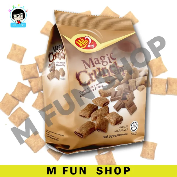 *Halal* Win2 Magic Crunch Snek Jagung Dengan Krim Isi Tengah Perisa Coklat / Strawberi / Vanila , Corn Snack With Centre Filled Cream Chocolate / Strawberry / Vanilla Flavor (70g)
