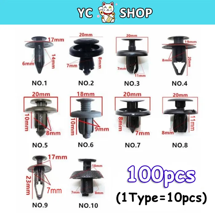 100pcs Car Bumper Clips Set Universal Plastic