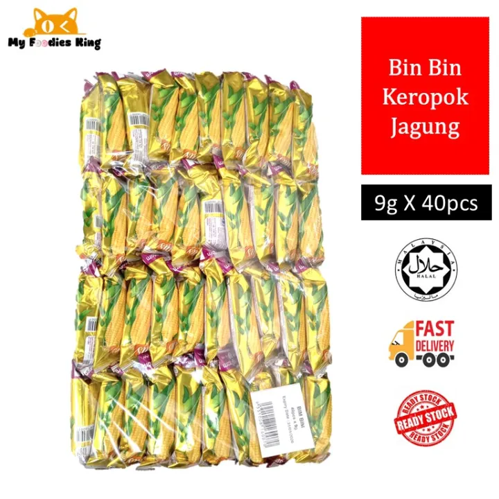 9g x 40pcs CV Jagung Stick Bin Bin / Keropok Jagung Popcorn [ My foodies King ]