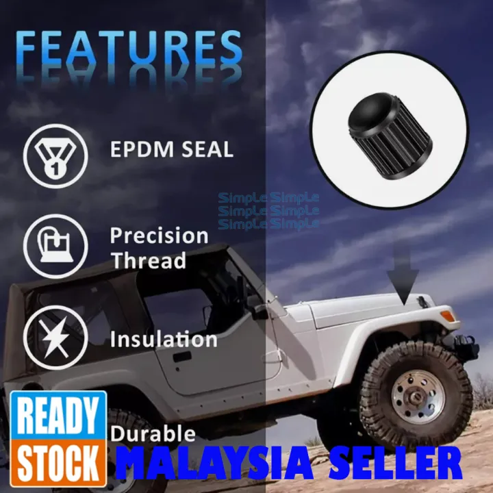 Universal Black Plastic Car Motor Tire Valve Stem Caps Tire Tiub Wheels Valve Stem Cover Caps Penutup Tayar Angin Mulut