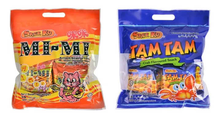 SNEK KU MIMI TAM TAM Prawn Crab Flavour Snack 200g (8 PACKS X 25G)