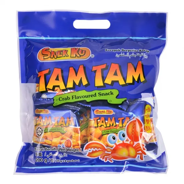 SNEK KU MIMI TAM TAM Prawn Crab Flavour Snack 200g (8 PACKS X 25G)