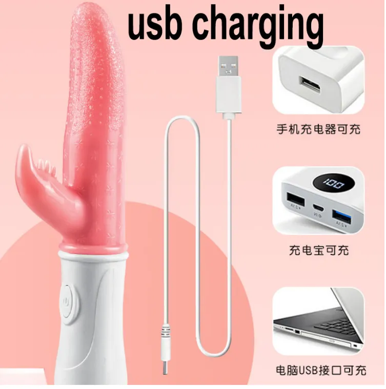 Tongue Vibrator 12 Vibrate Mode Gspot Vibrator Dild0 Vibrator Women Masturbat0r Sexx Toy Alat Sekss Perempuan TV-13
