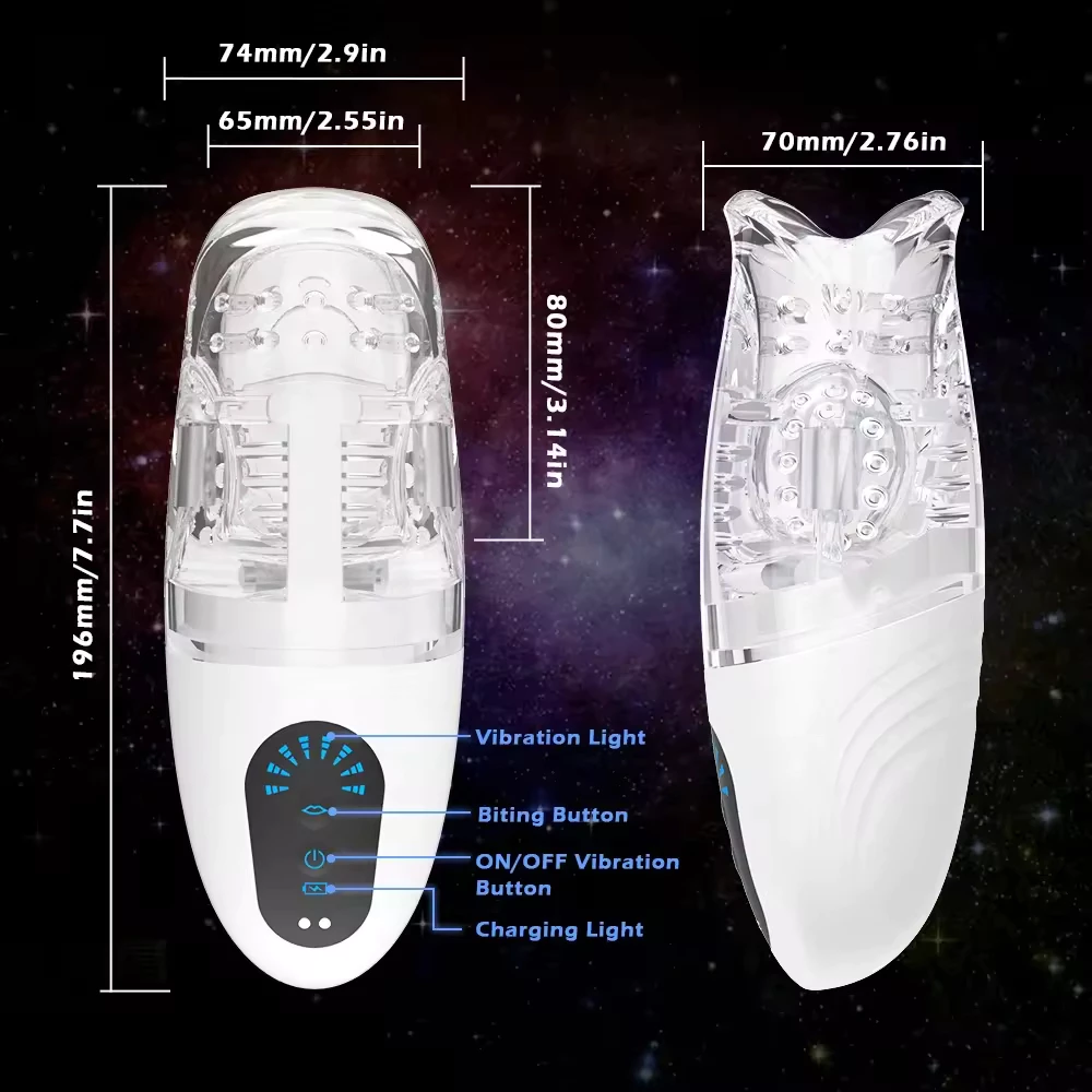 Unique Design Newest Male Automatic Silicone Soft Safe Vibrating Biting Oral Sex Mouth Masturbator for Men