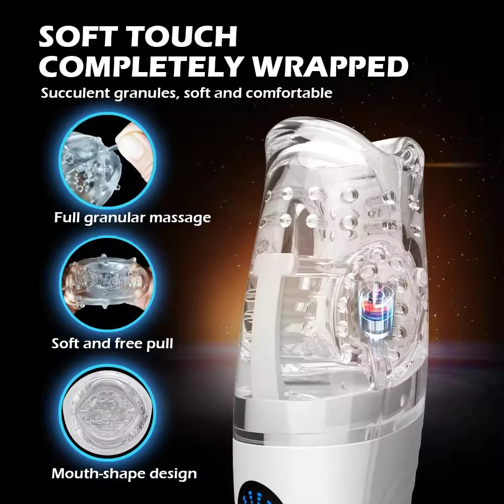 Unique Design Newest Male Automatic Silicone Soft Safe Vibrating Biting Oral Sex Mouth Masturbator for Men