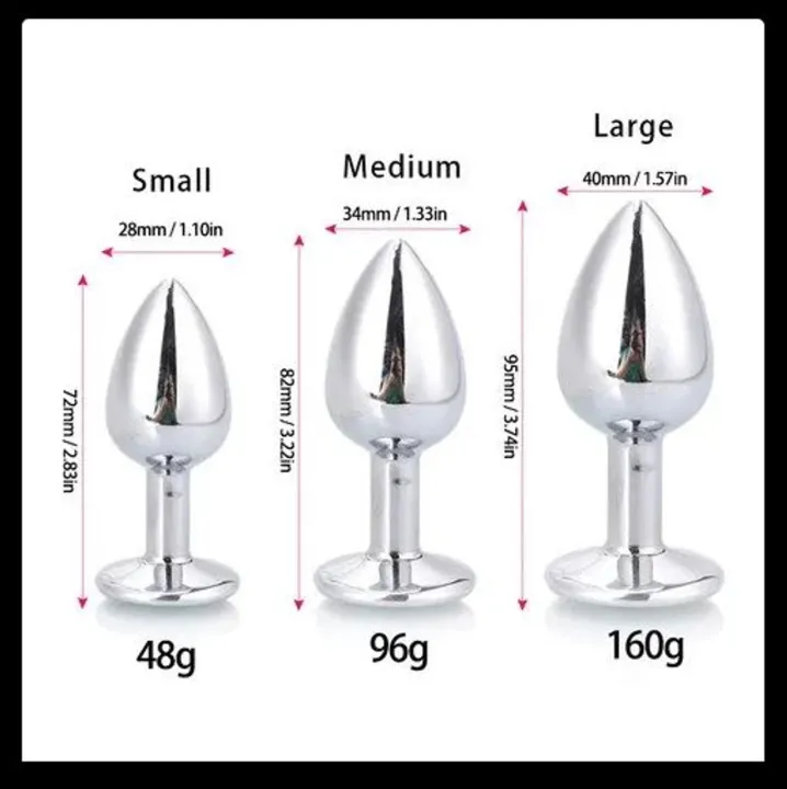 Stainless Stell Metal Anus Butt Plug with Diamond Adult Toys Men Women