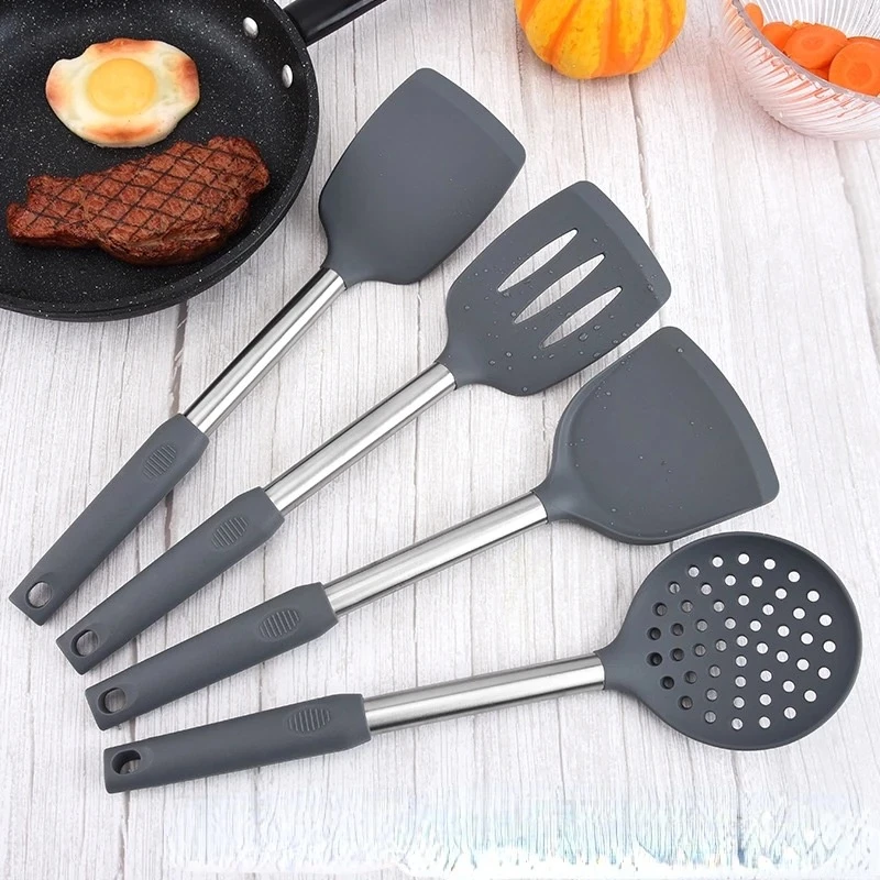 APPKER New Rotatable Storage Barrel Silicone Ladle Turner Spatula Tong Baking Cooking 12 pcs silicone Cooking tools Kitchen utensil set senduk