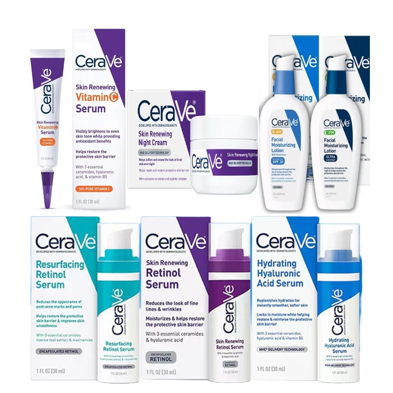 CeraVe Skin Renewing Night Cream | Anti Aging Resurfacing /Hydrating/Renewing Retinol Serum | Vitamin C Serum| Facial