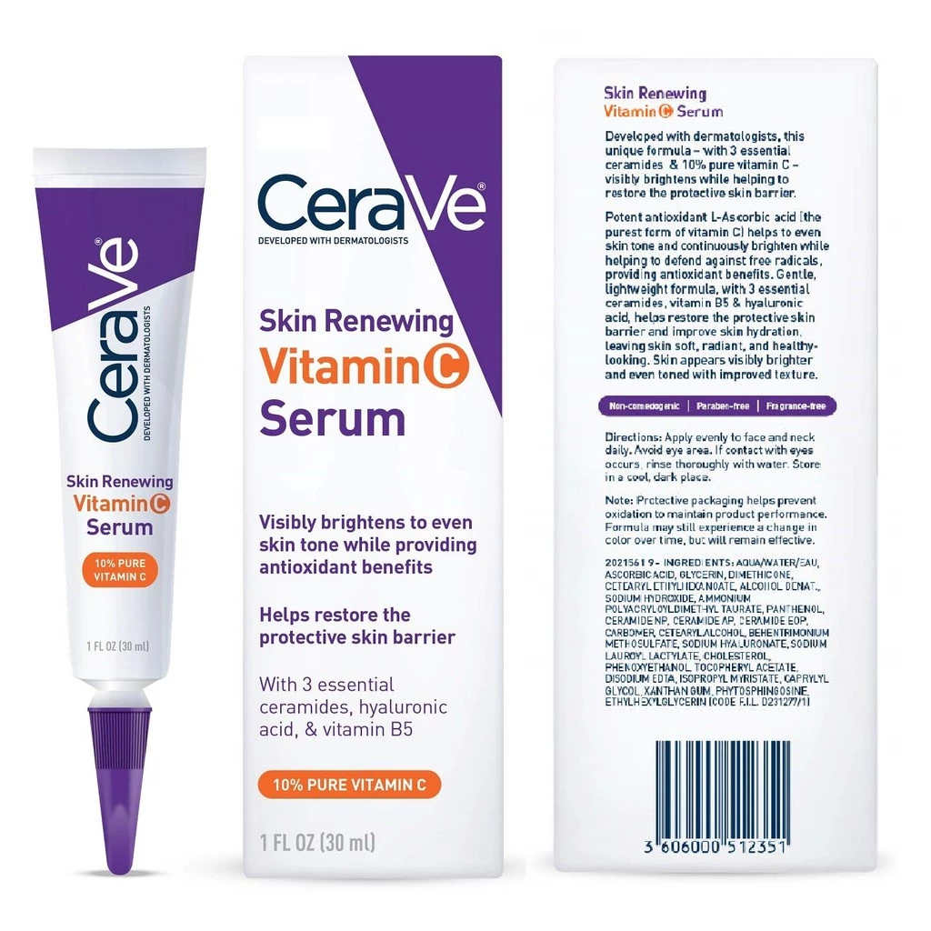CeraVe Skin Renewing Night Cream | Anti Aging Resurfacing /Hydrating/Renewing Retinol Serum | Vitamin C Serum| Facial