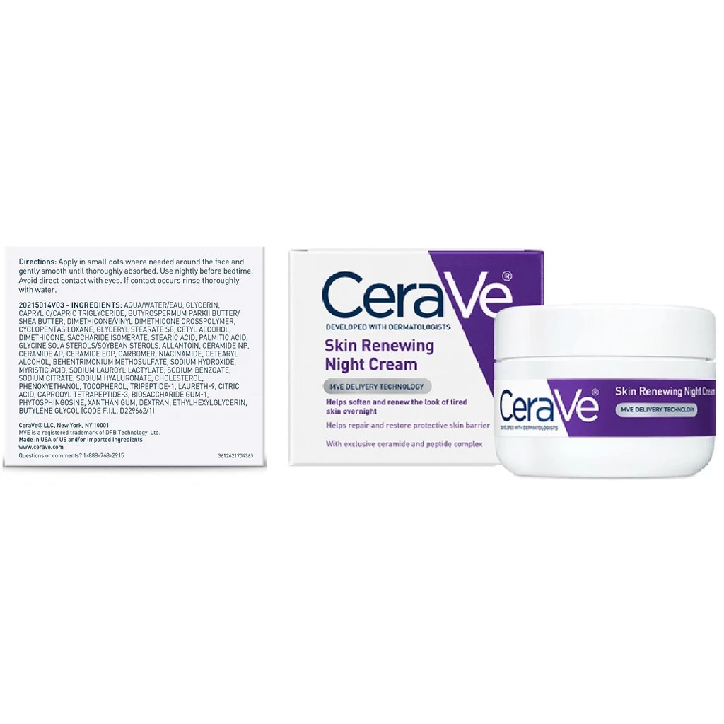 CeraVe Skin Renewing Night Cream | Anti Aging Resurfacing /Hydrating/Renewing Retinol Serum | Vitamin C Serum| Facial