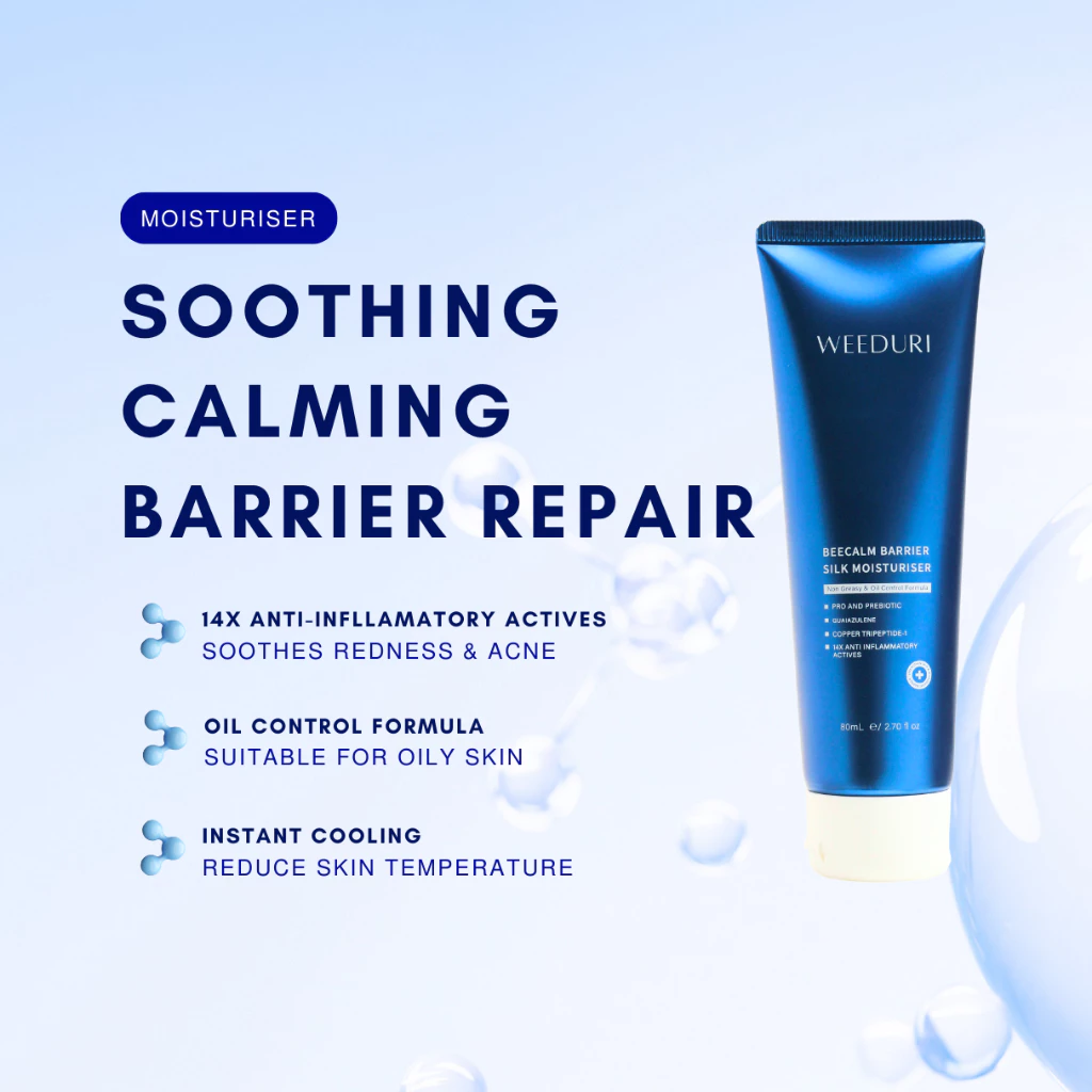 WEEDURI Beecalm Barrier Silk Moisturiser For oily acne prone skin, sensitive and damaged skin barrier