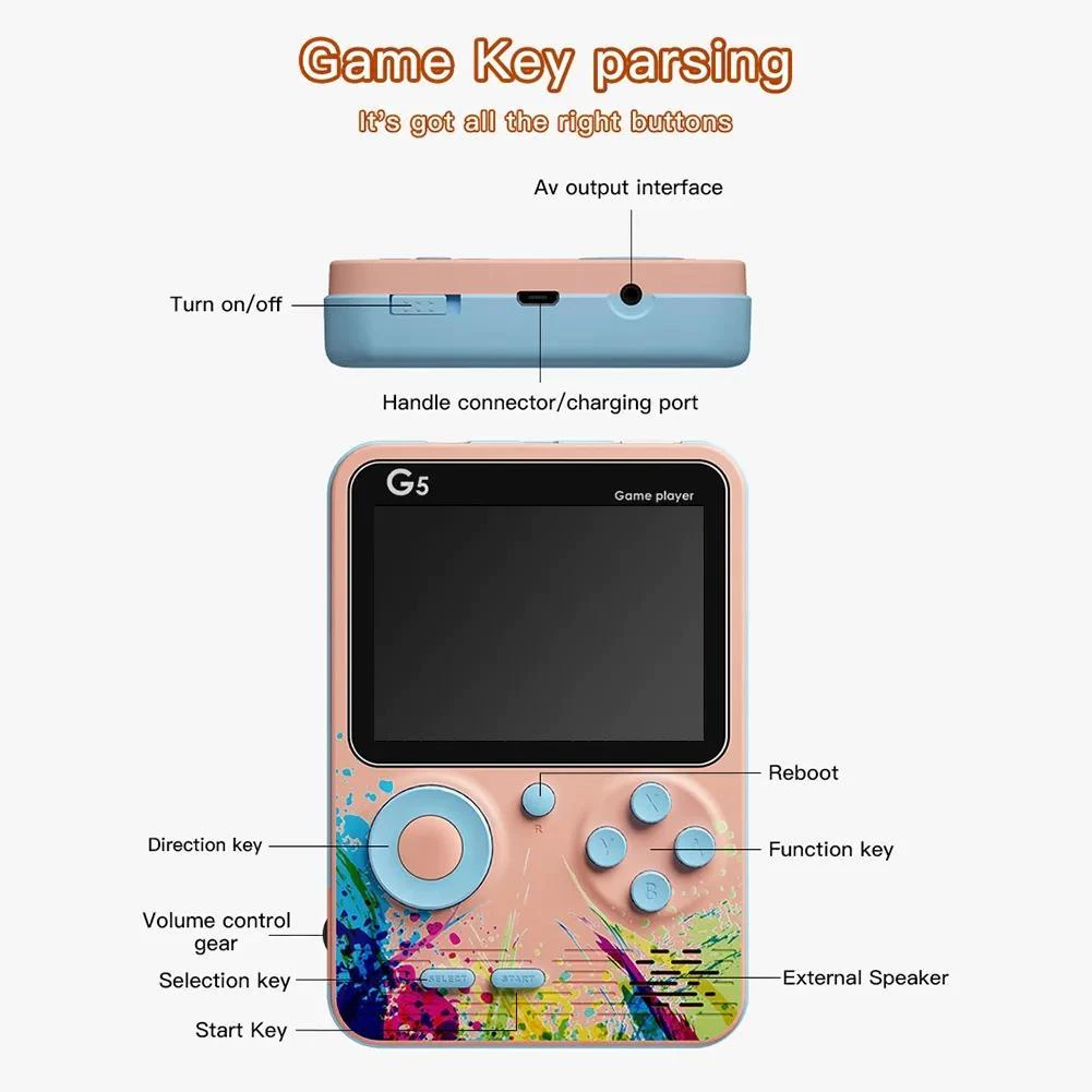 Mini Retro Game Console – 500-in-1 FC Handheld Gameboy-Style Gaming Device Konsol Permainan Tangan