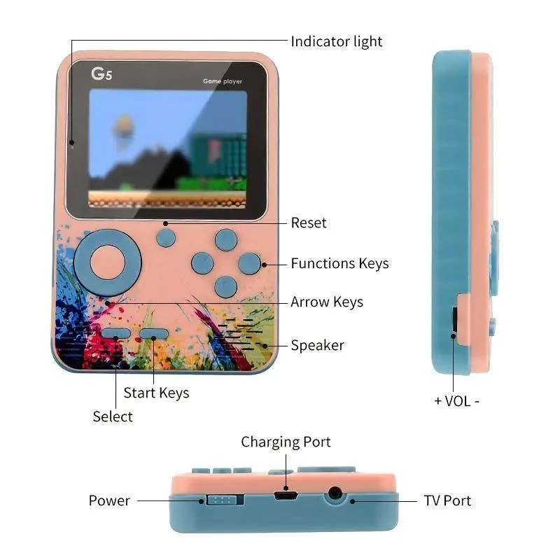 Mini Retro Game Console – 500-in-1 FC Handheld Gameboy-Style Gaming Device Konsol Permainan Tangan