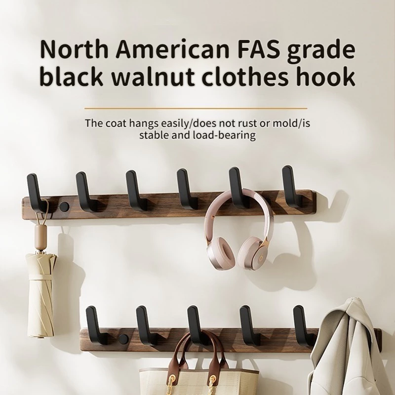 Cocolor Nordic Style Solid Wood Black White Hook Wall Rack Hooks Coat Clothes Holder for Bathroom Kitchen Accessories 免打孔浴室掛衣鉤挂钩